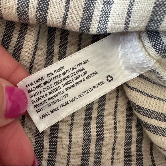 Universal Thread Linen Blend Shirt Dress Stripped Preppy Seacoast Nautical XS - Picture 5 of 8